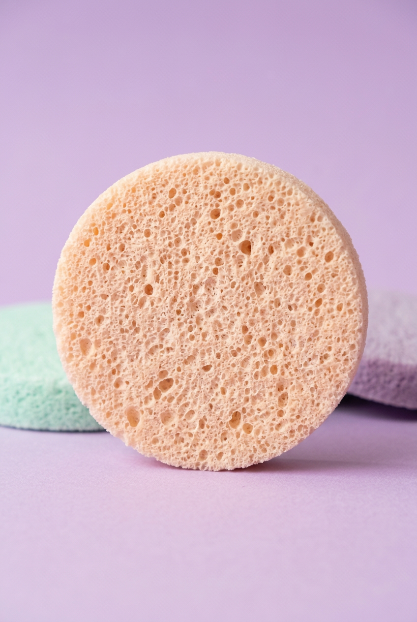 Close-up of porous facial sponge surface