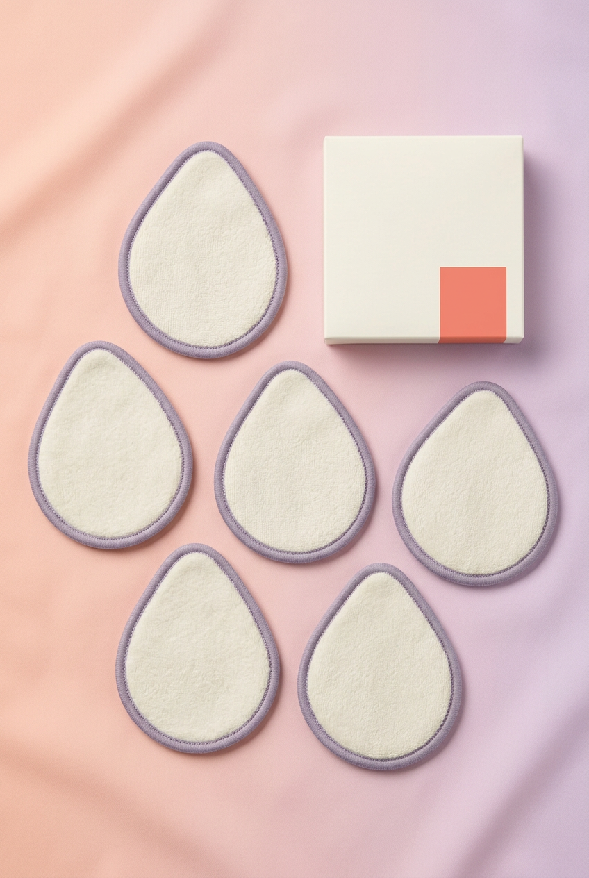 Five teardrop pads with coordinated logo-free ivory carton