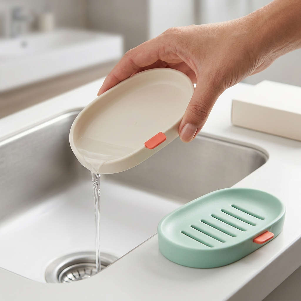 Emptying lower soap dish basin
